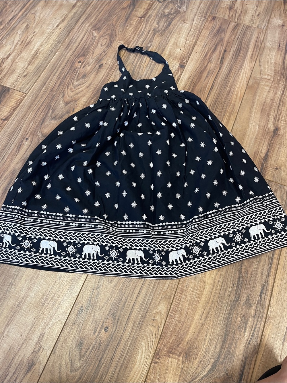 Old Navy Black and White Elephant Print Halter Dress - Girls